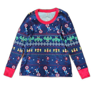 NWT Hanna Andersson Women's Marvel Holiday Fair Isle Christmas Pajama Top, M